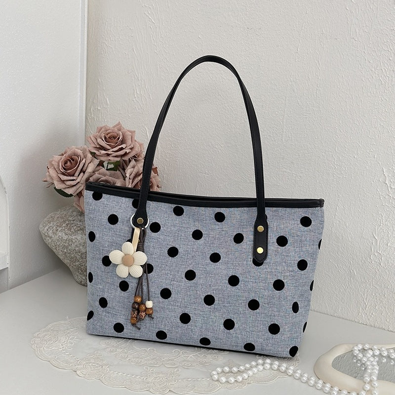 Stylish Polka Dot Canvas Tote Bag