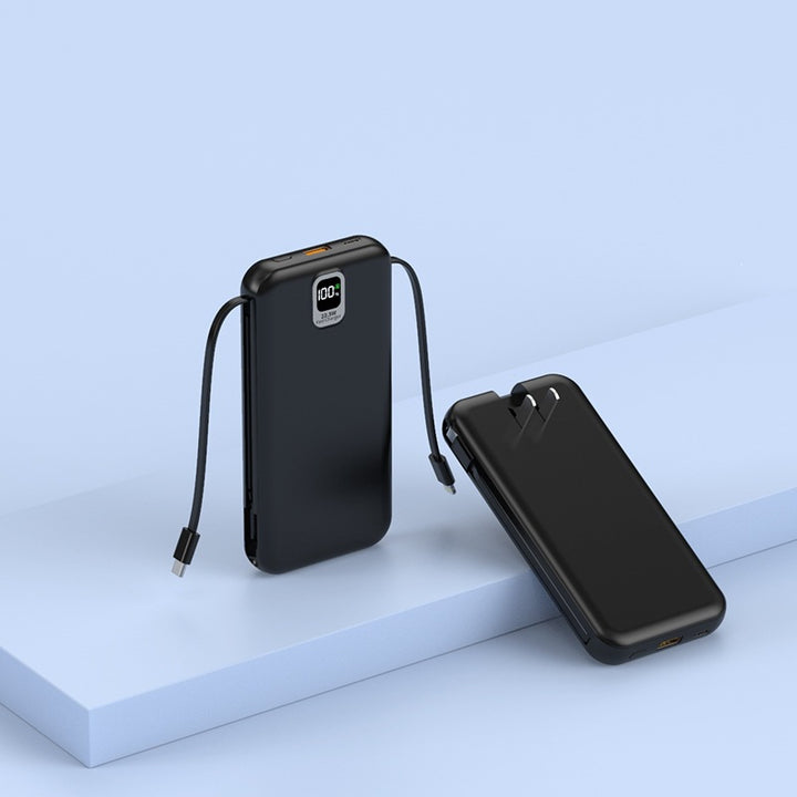 Portable power bank with integrated charging cable and LED display Stornfield