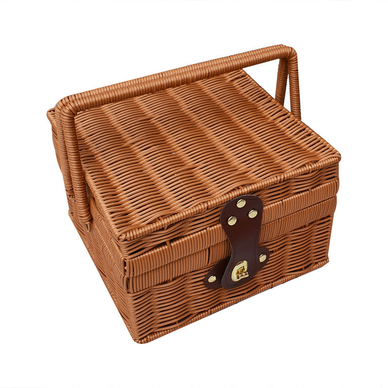 Handcrafted Woven Picnic Basket with Leather Closure Stornfield