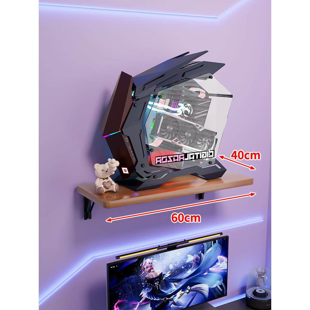 Wall-Mount Floating Shelf for Mid-Tower Gaming PC with Reinforced Brackets