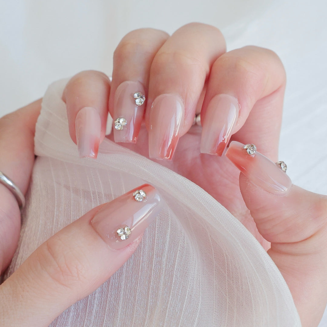 Artistic Press-On Nail Art Set with Heart and Celestial Designs