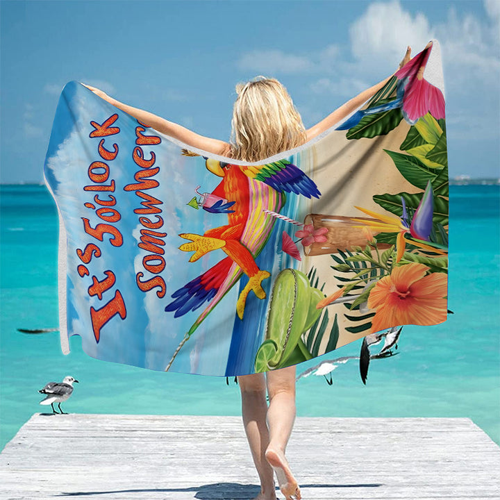 Beach towel with vibrant tropical motif Stornfield
