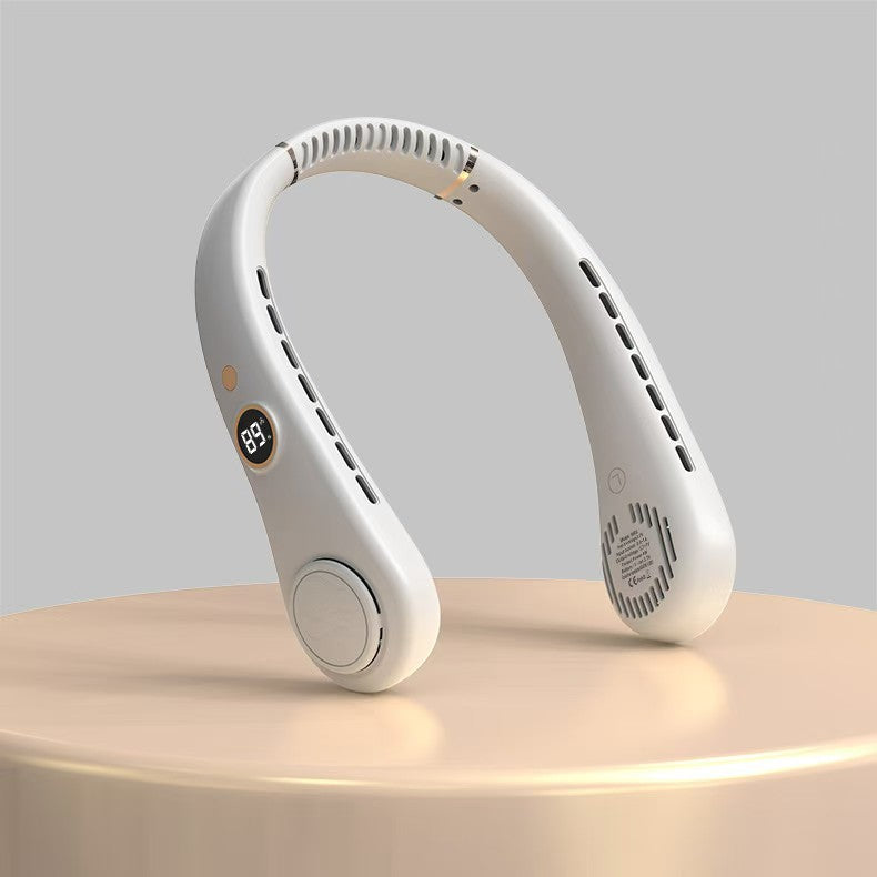 Unisex nan ergonomic hands-free neck fan with LED speed display and dual airflow outlets Stornfield