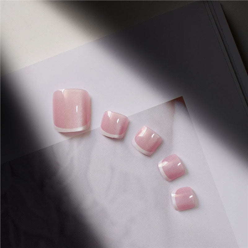 Glossy French Tip Gel Toe Nail Enhancements Stornfield