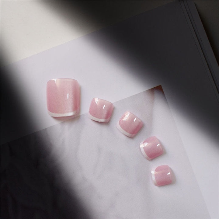 Glossy French Tip Gel Toe Nail Enhancements Stornfield