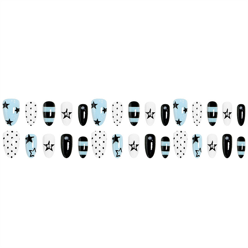 Artificial nails with trendy star and dot designs Stornfield