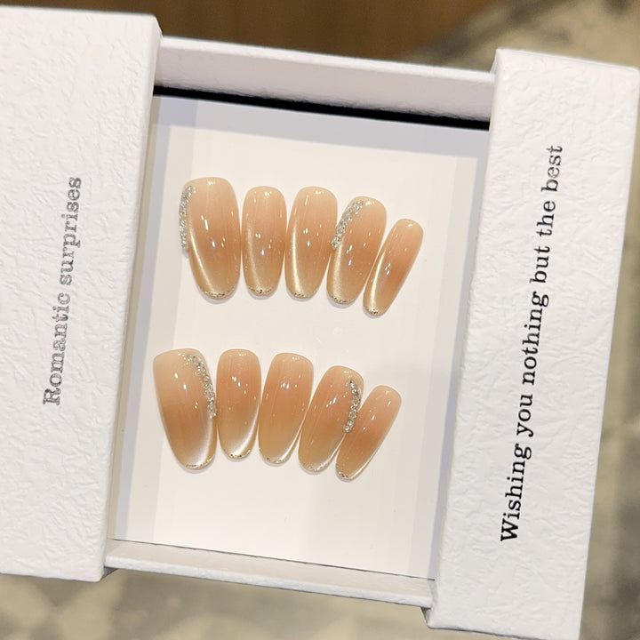Elegant artificial nail tips with glitter details Stornfield