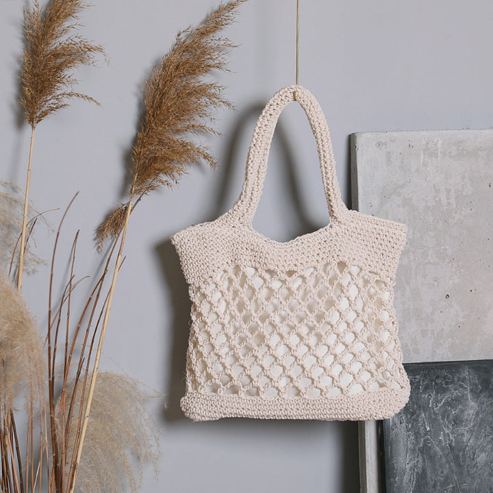 Handcrafted Tote Bag in Modern Net Design Stornfield