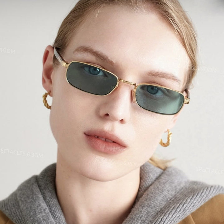 Ladies fashionable sunglasses with stylish metal frame and orange lenses Stornfield