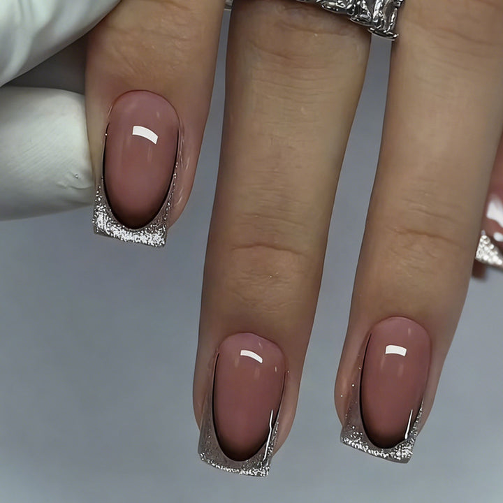 Nail set with luxurious glitter French tips Stornfield