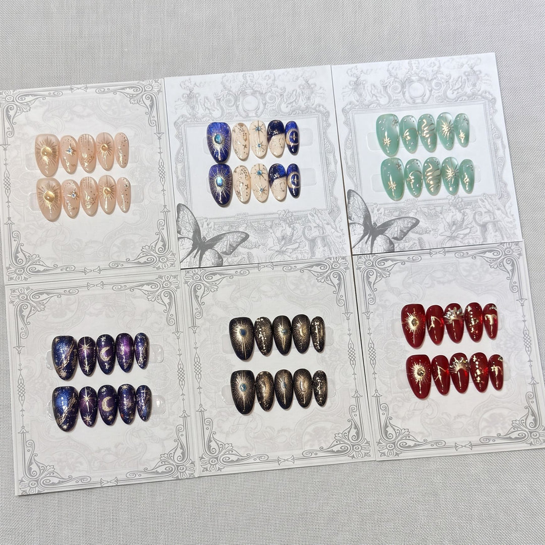 Decorative Press-On Nail Set with Celestial Accents Stornfield