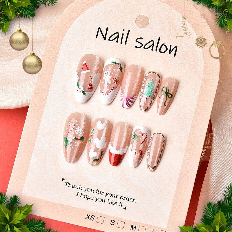 Artificial nail set with festive Christmas motifs and elegant designs Stornfield
