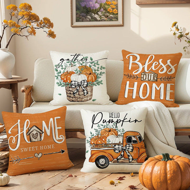 Decorative Throw Pillow Cover with Farmhouse Home Sweet Home Print