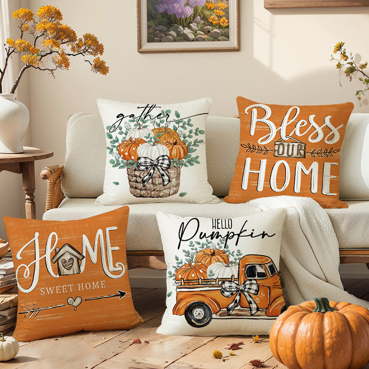 Decorative Throw Pillow Cover with Farmhouse Home Sweet Home Print