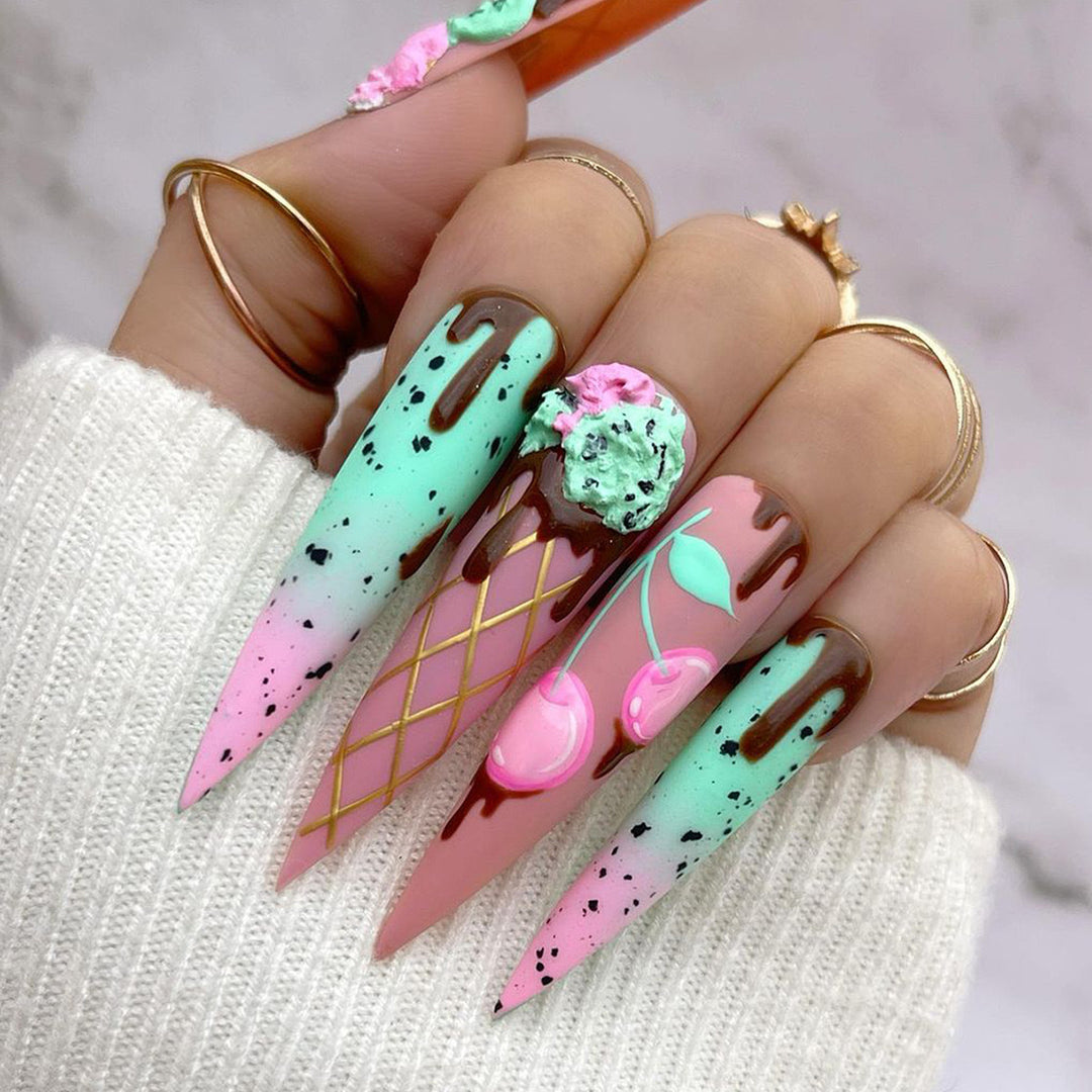 Nail art set with playful ice cream design Stornfield