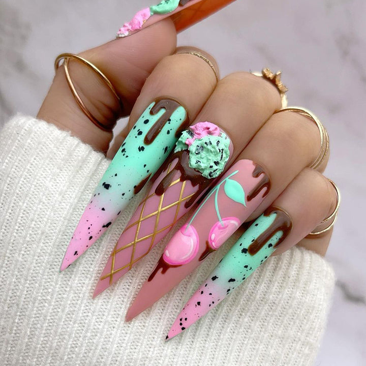 Nail art set with playful ice cream design Stornfield