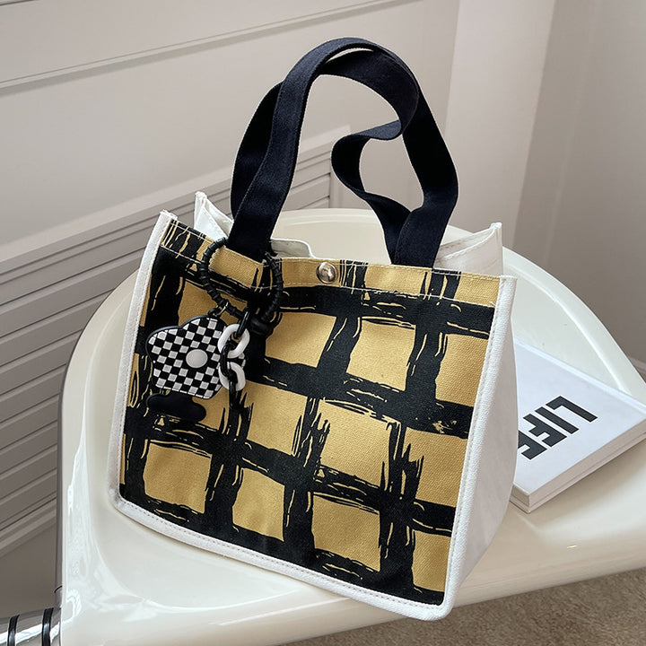 Modern Geometric Print Canvas Tote Bag