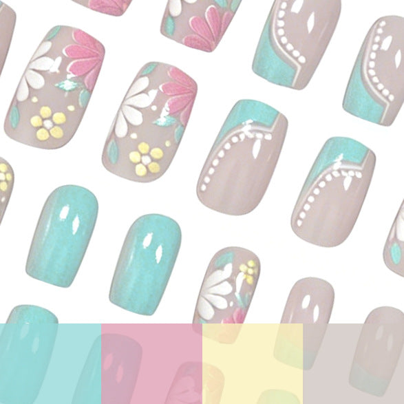 Floral Patterned Acrylic Nail Extensions Stornfield