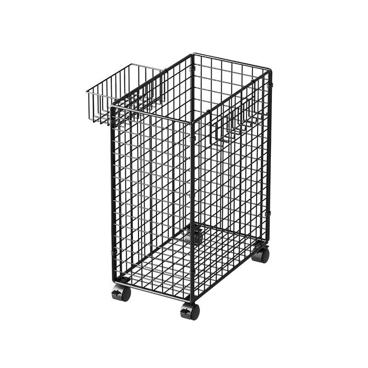Tall Rolling Metal Laundry Basket with Vertical Slats and Swivel Casters