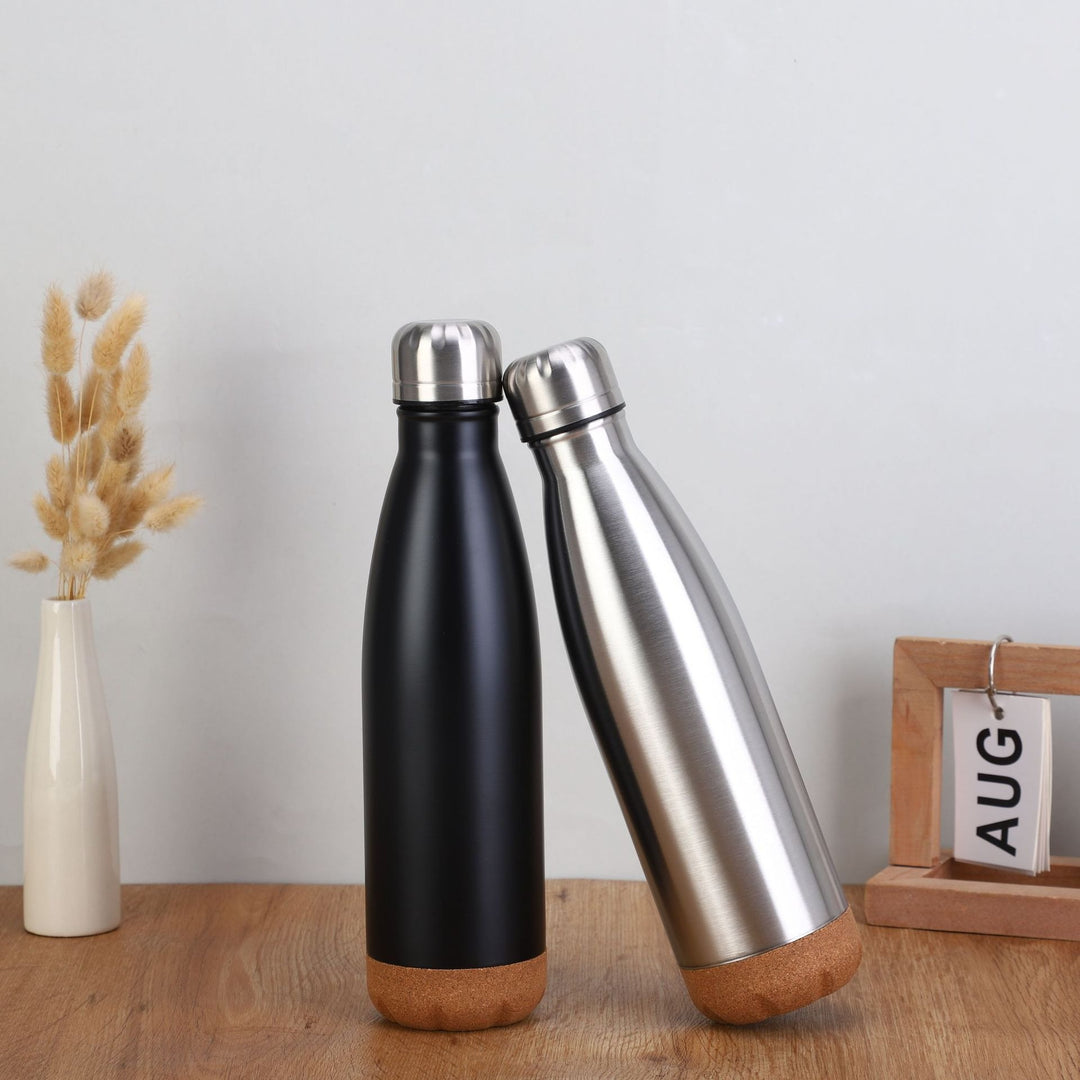 Ladies stylish stainless steel insulated bottle with cork bottom Stornfield