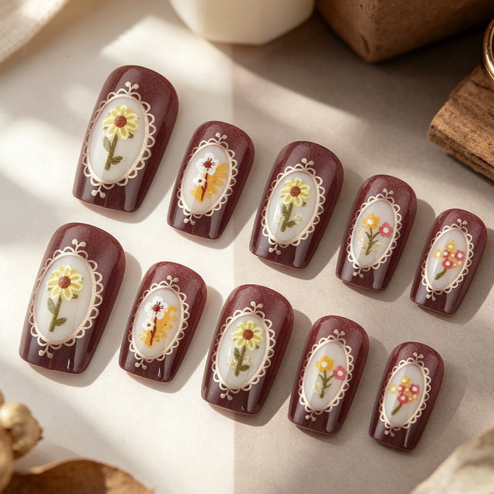 Floral Art Gel Nail Set Stornfield