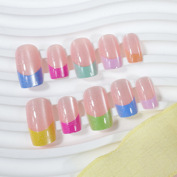Acrylic nail set with colorful French tips Stornfield