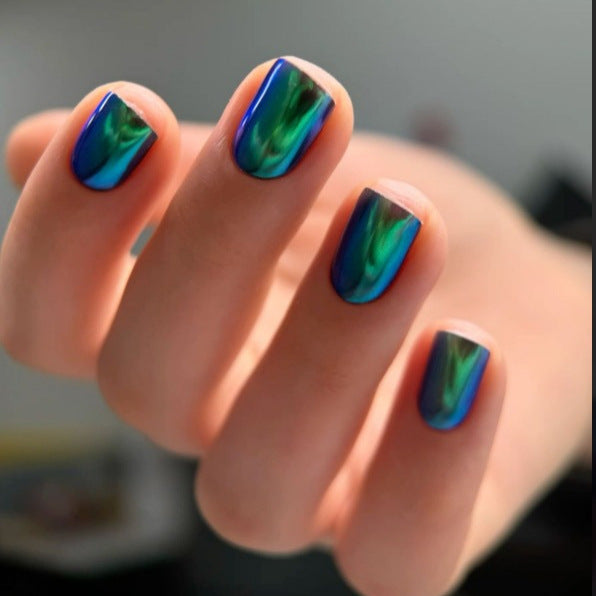 Iridescent Marble Effect Press-On Nails Stornfield