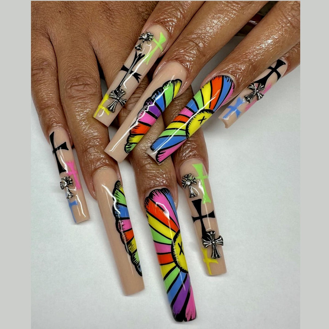Artificial Nails Set with Creative Cross Pattern Stornfield
