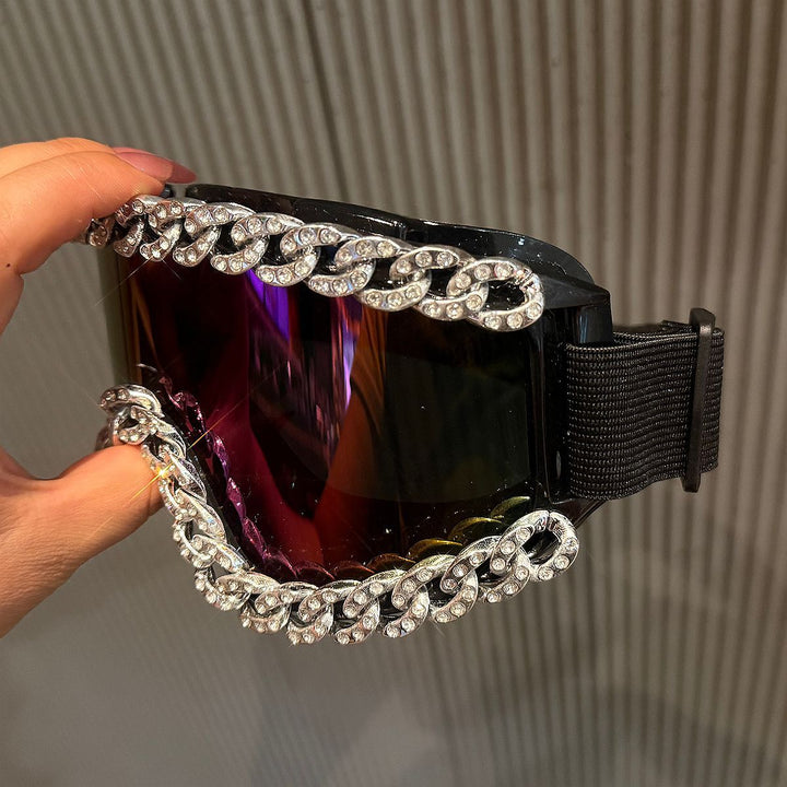 Ladies sporty elegant ski goggles with rhinestone decorated frame Stornfield