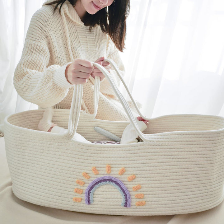 Portable Rope-Style Baby Moses Basket Bassinet with Handles