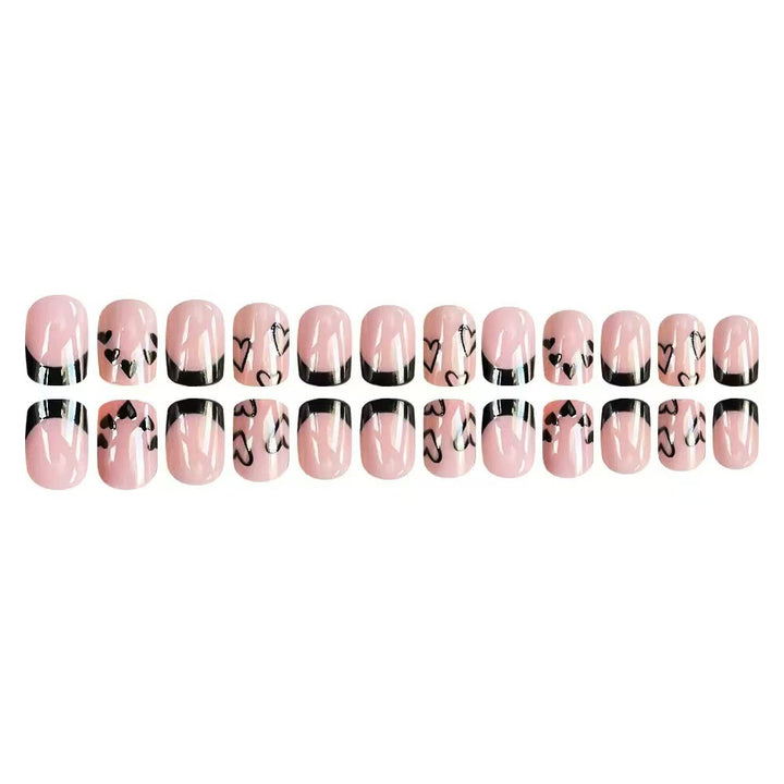 Artificial nail set with creative heart and black-and-white design Stornfield