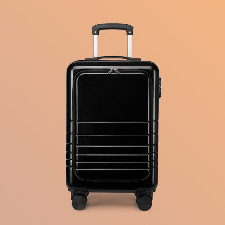 carry-on hardshell front-pocket spinner suitcase with quick-access compartment telescopic handle and smooth full-rotation wheels Stornfield