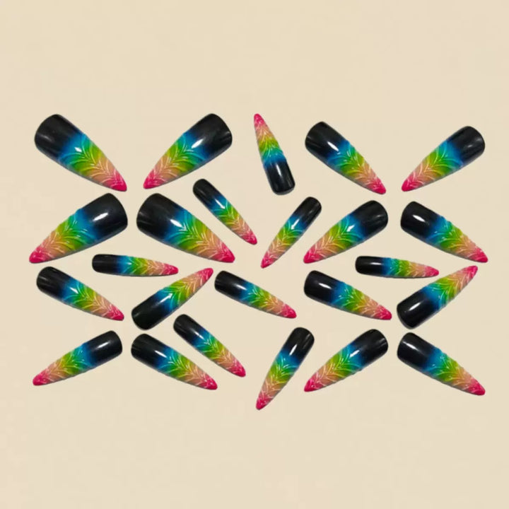 Artistic Leaf-Shaped Nail Extensions Stornfield