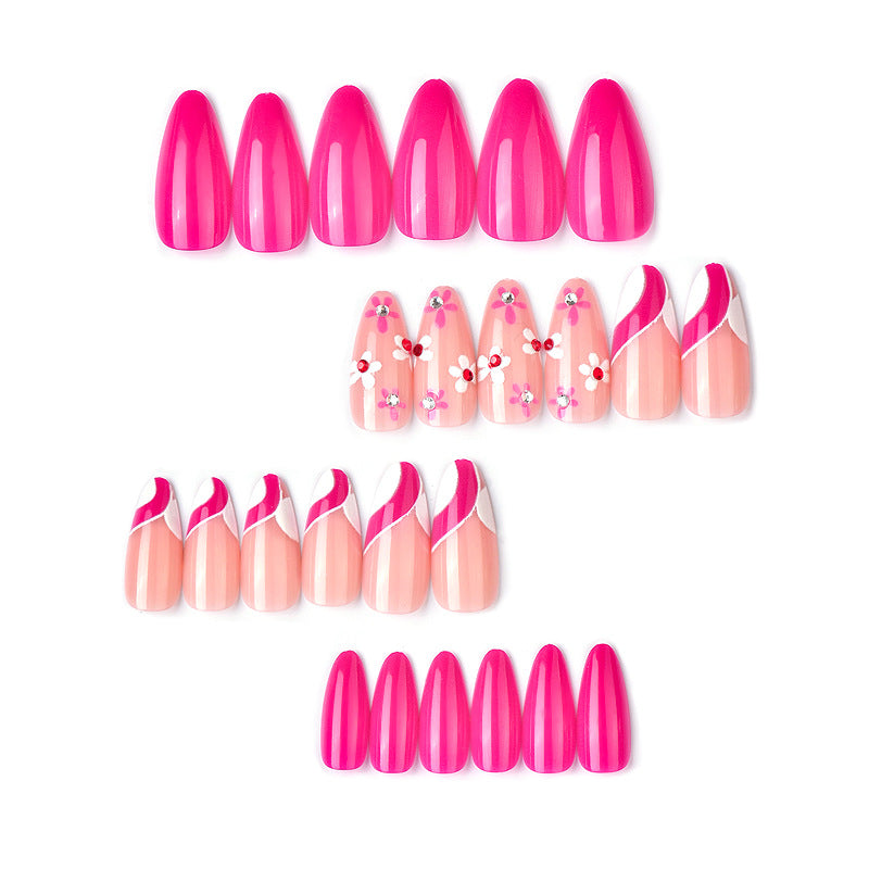 Artistic Press-On Nail Art Set with Floral and Ombre Designs Stornfield