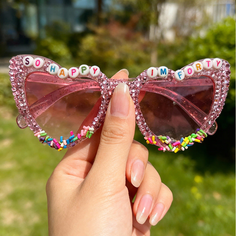 Decorative Cat-Eye Sunglasses with Rhinestones Stornfield