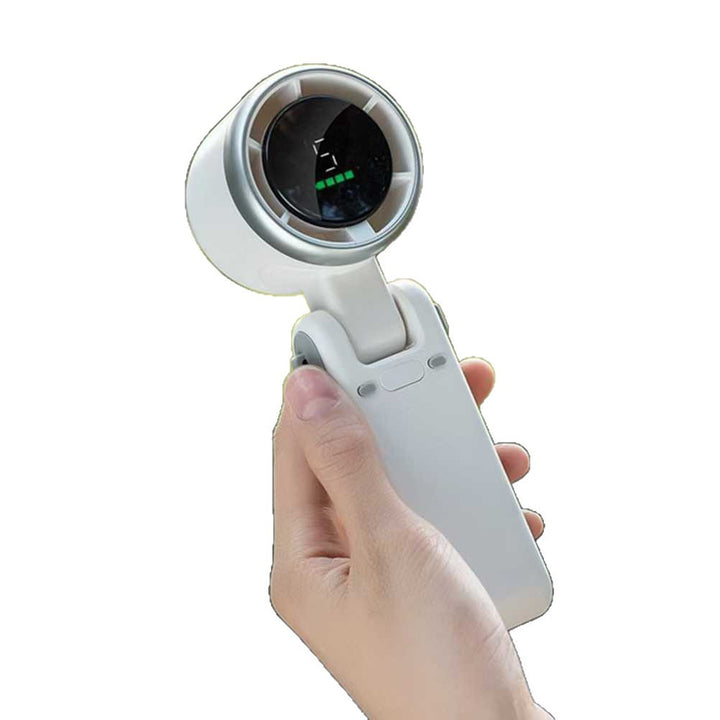 Unisex nan USB rechargeable handheld fan with LED battery indicator and quiet brushless motor Stornfield