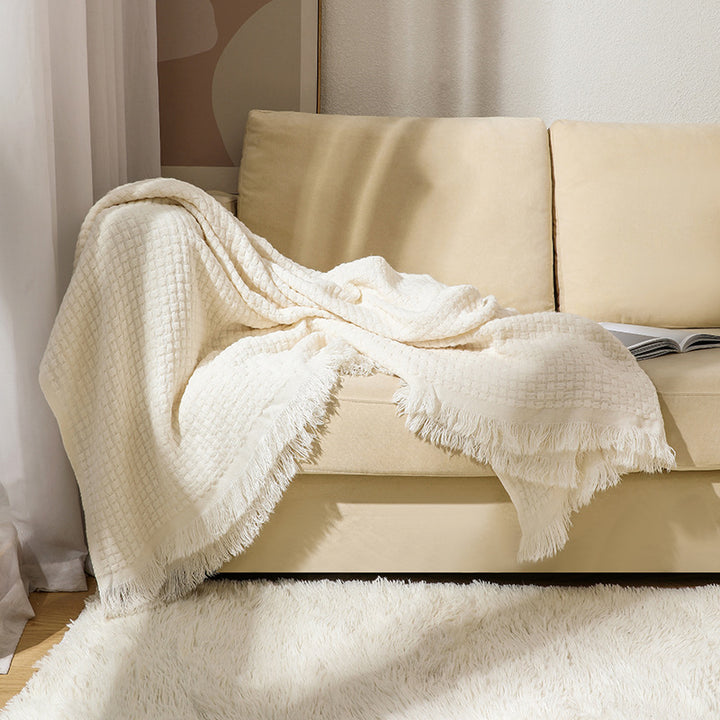 Women's soft and stylish fringed fleece blanket Stornfield