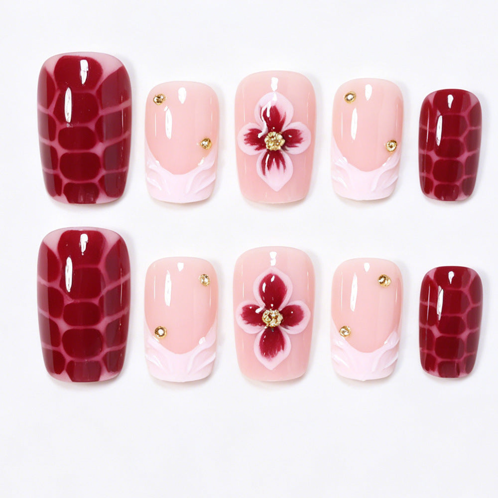 Elegant Floral Acrylic Nail Art Tips Stornfield