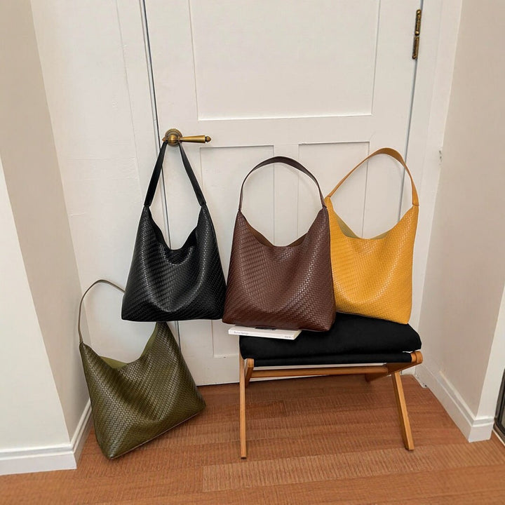 Woven Vegan Leather Hobo Bag