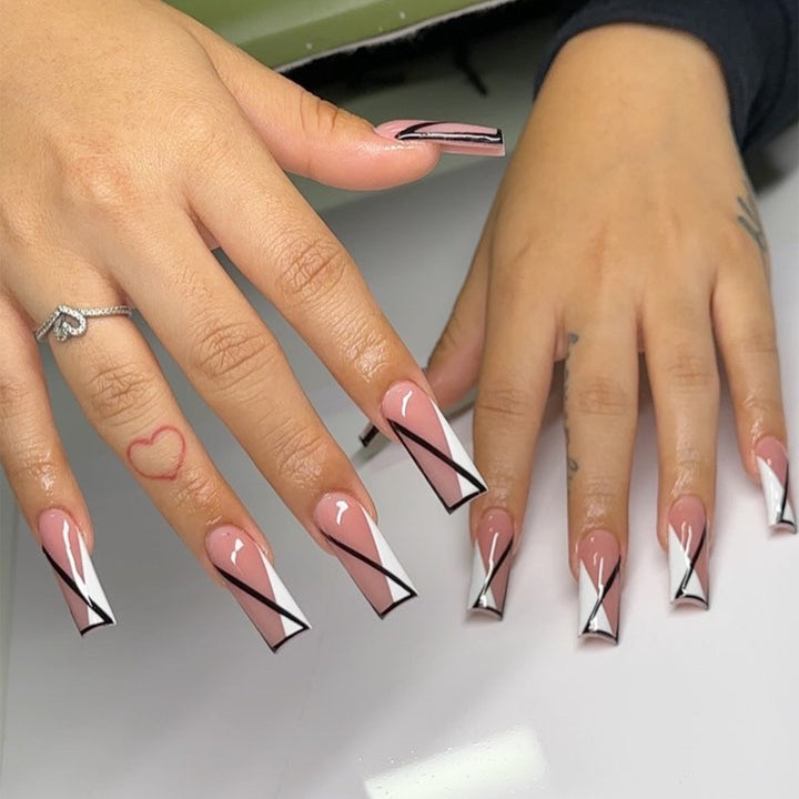 Artful Nail Extensions in Geometric Style Stornfield