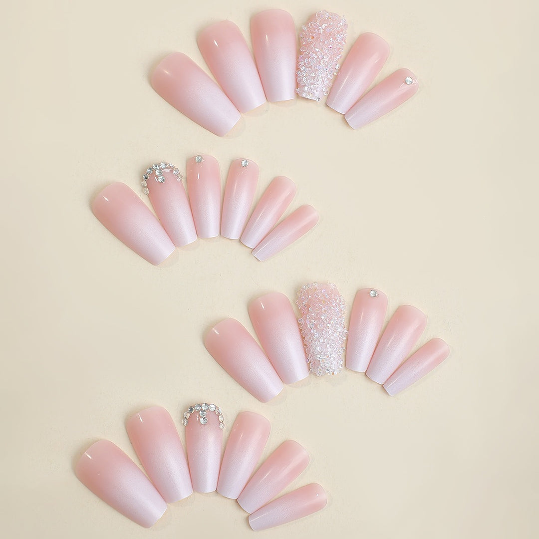 Acrylic Nail Set with Glamorous Glitter Accents and Trendy Designs Stornfield
