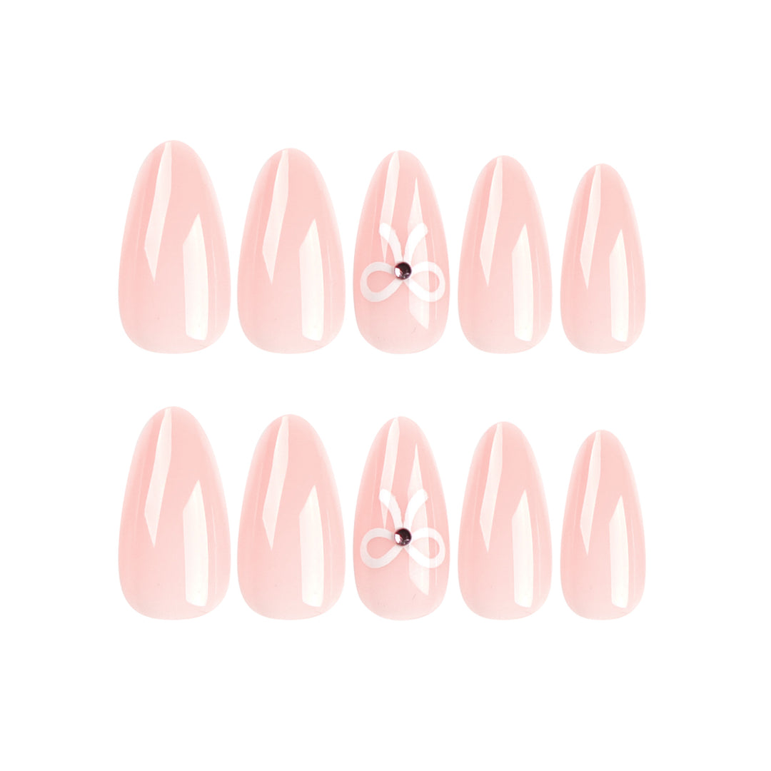 Artful Nail Extensions with Bow Decoration Stornfield