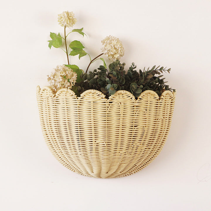 Decorative flower basket made of woven material Stornfield