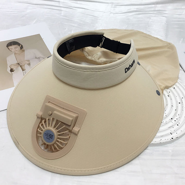Large UV Protection Sun Visor with Removable Mini Fan and Folding Neck Protection Stornfield