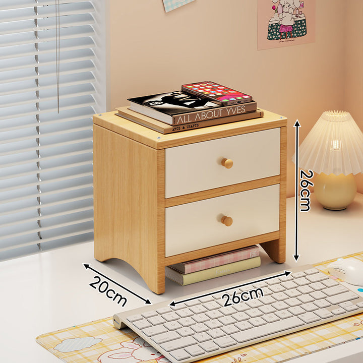 Wooden Dual-Drawer Monitor Riser Desk Organizer