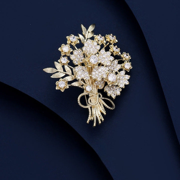 Exquisite Flower Brooch with Sparkling Crystals Stornfield