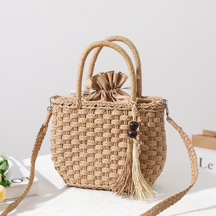Handcrafted Macrame Tote Bag with Decorative Drawstring Stornfield