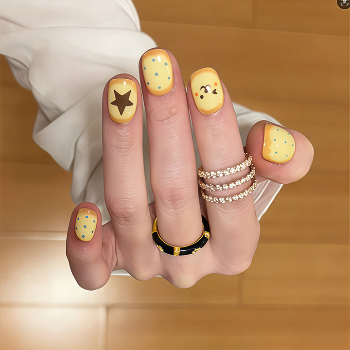 Artistic Press-On Nail Set with Playful Character Designs Stornfield