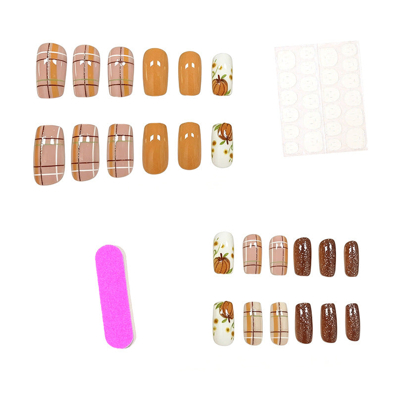 Festive Pumpkin-Inspired Nail Art Set Stornfield