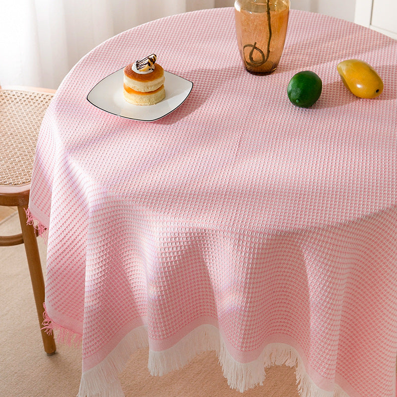 Stornfield | Modern Waffle Tablecloth, Knitted Lace Fabric Coffee Cloth, Round Tablecloth, Rectangular Tablecloth